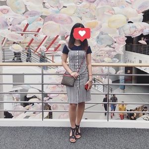 Forever 21 Dress Stripped Button Sleeveless Knee Length Dress (Used)